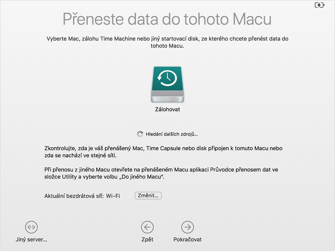 Přenos dat do nového Mac