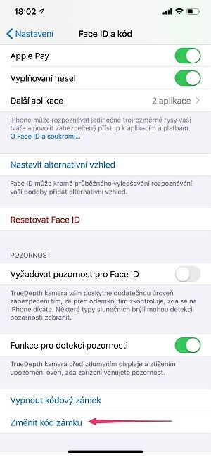 Zapomenutý kód iPhone nastavení