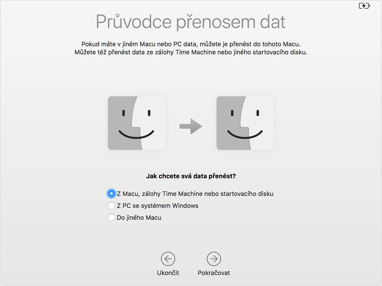 Přenos dat do nového Mac